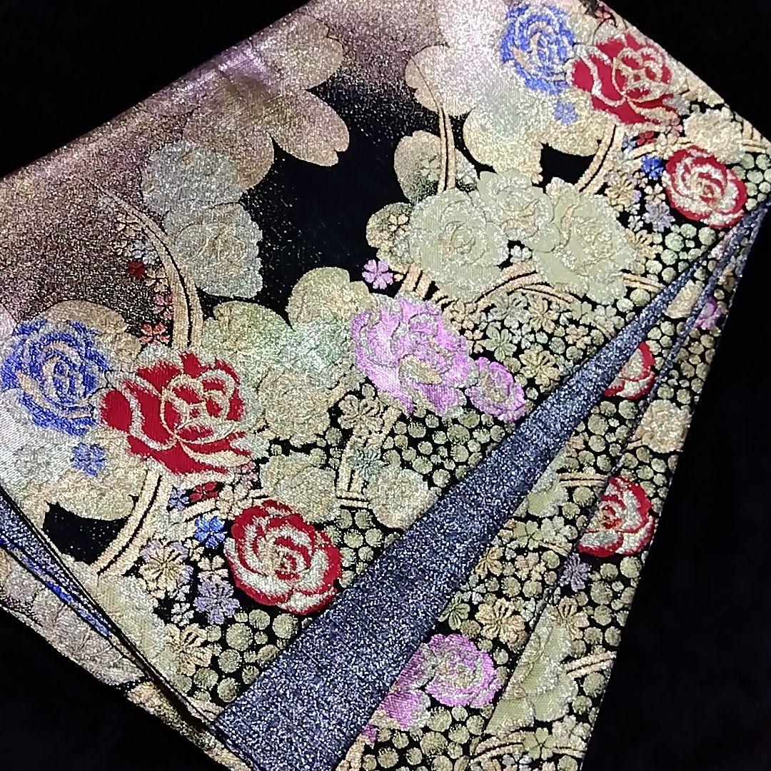 辻村ジュサブロー 寿三郎 胡蝶蘭 振袖 紫 セット 袋帯　刺繍