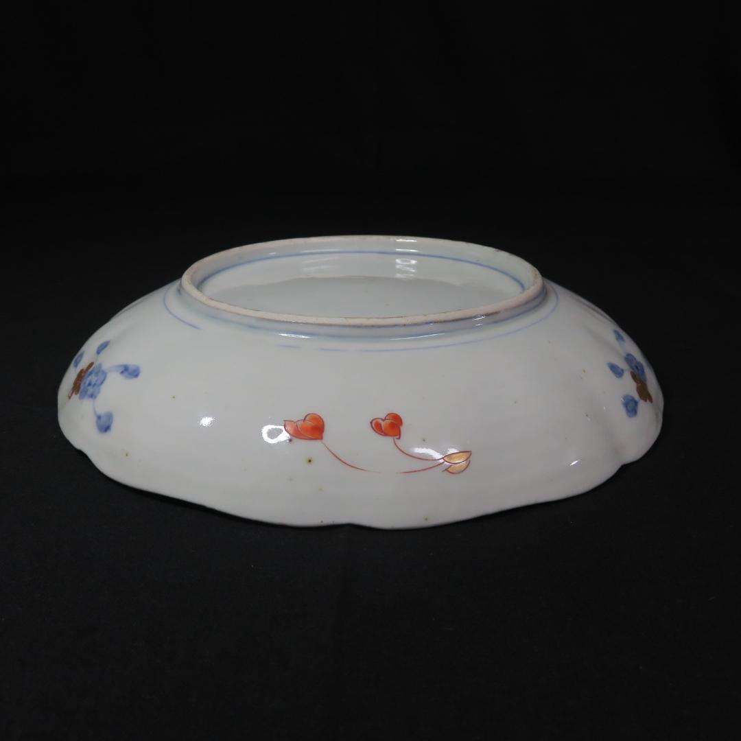 中皿 金彩 色絵付 江戸 古伊万里 鳳凰 鳥 花唐草 窯傷 2枚 B