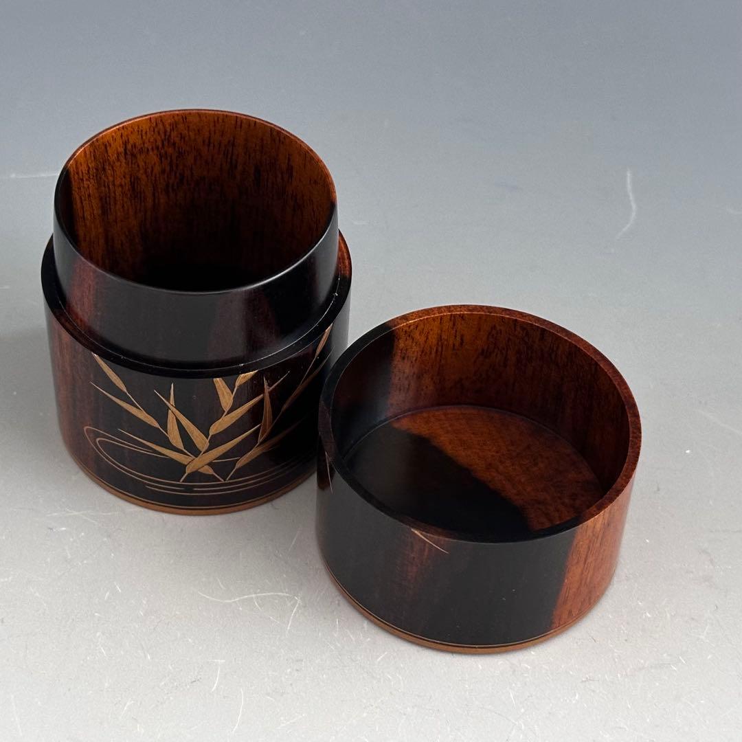 茶道具　黒柿　二季鳥蒔絵　中次　茶器　中村宗悦　共箱　漆芸　月に雁　秋　茶会