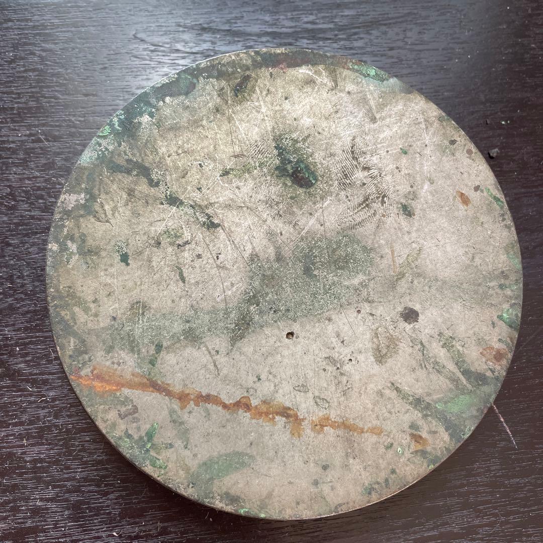 江戸時代　古鏡　和鏡 銅鏡　　円鏡　鶴亀松