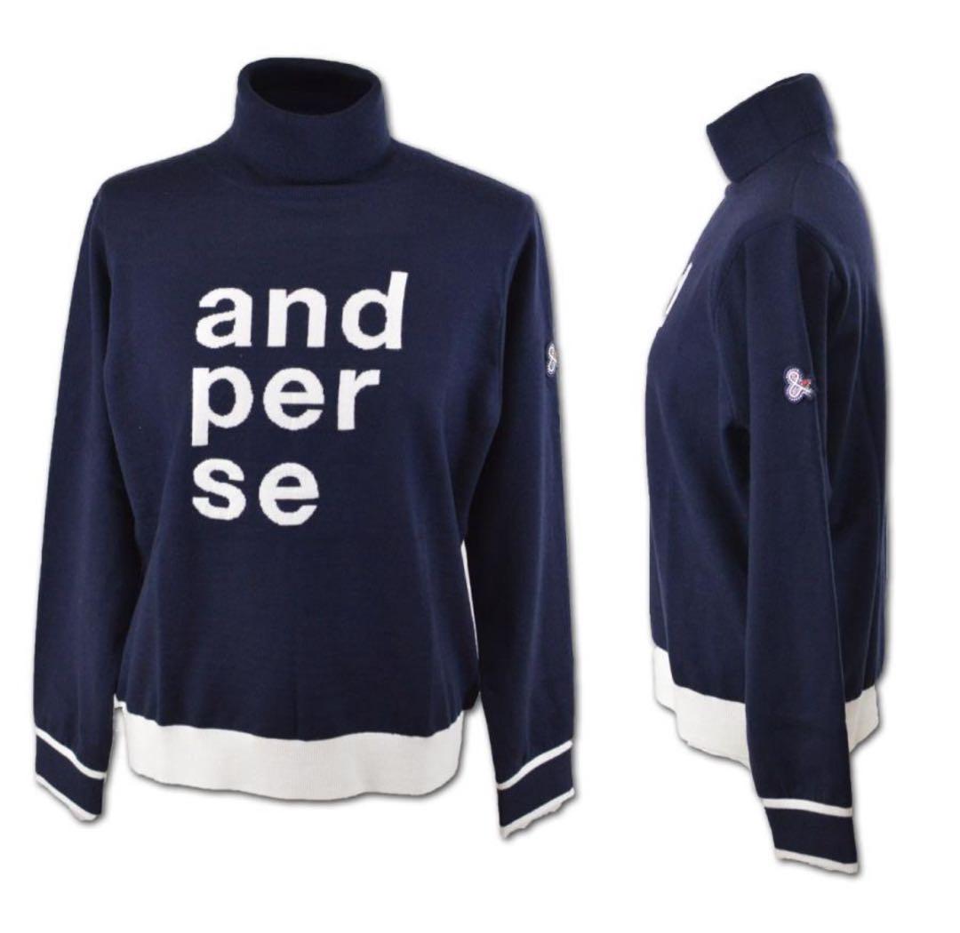 and per se ネイビー タートルネックセーター 美品
