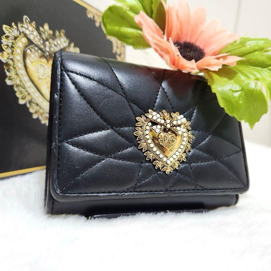 ✨極美品　人気✨ドルガバ　三つ折り　ディボーション　ブラック　レザー　金具