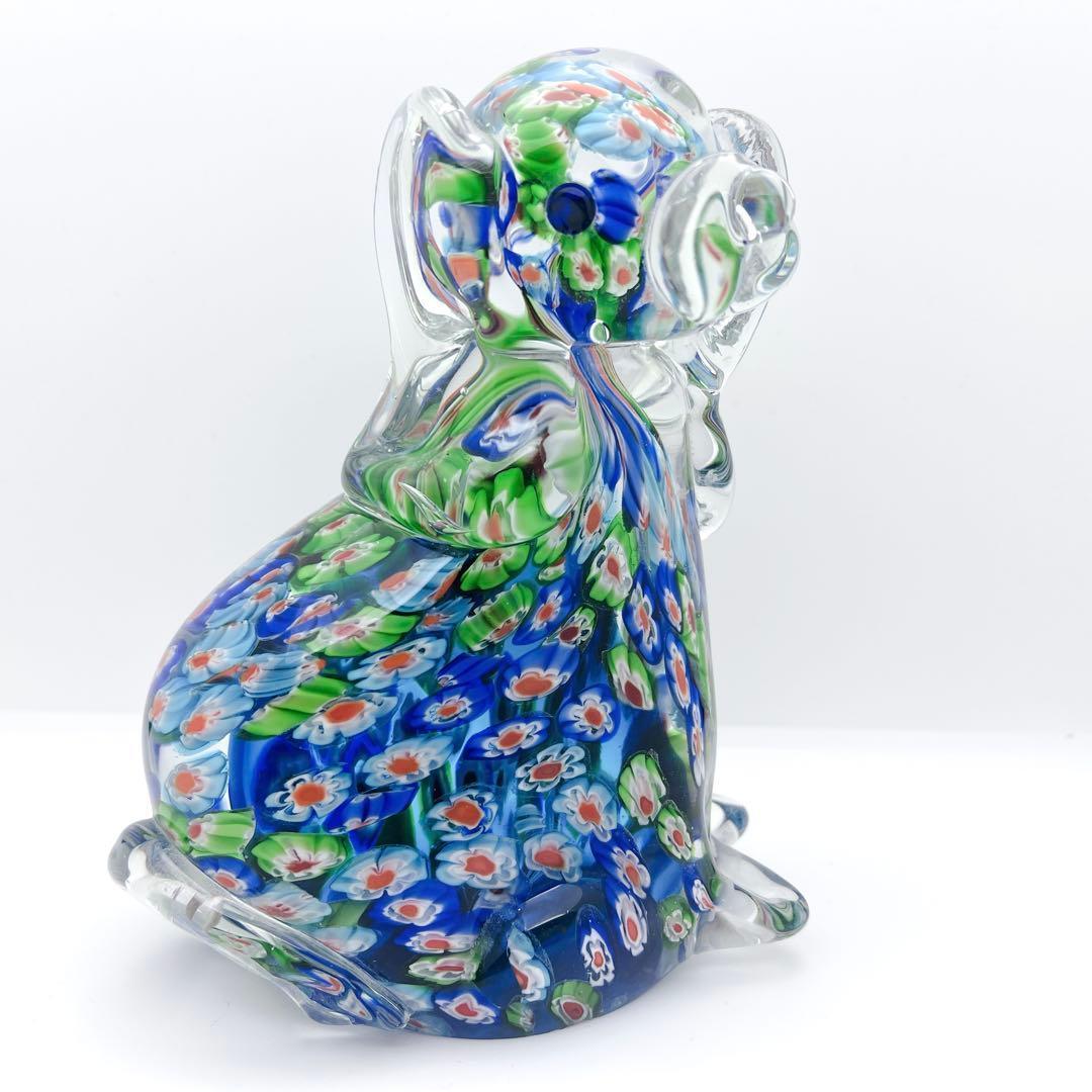 【入手困難】ミルフィオリ アートガラス 犬 置物 ヴェネチアン風 オブジェ