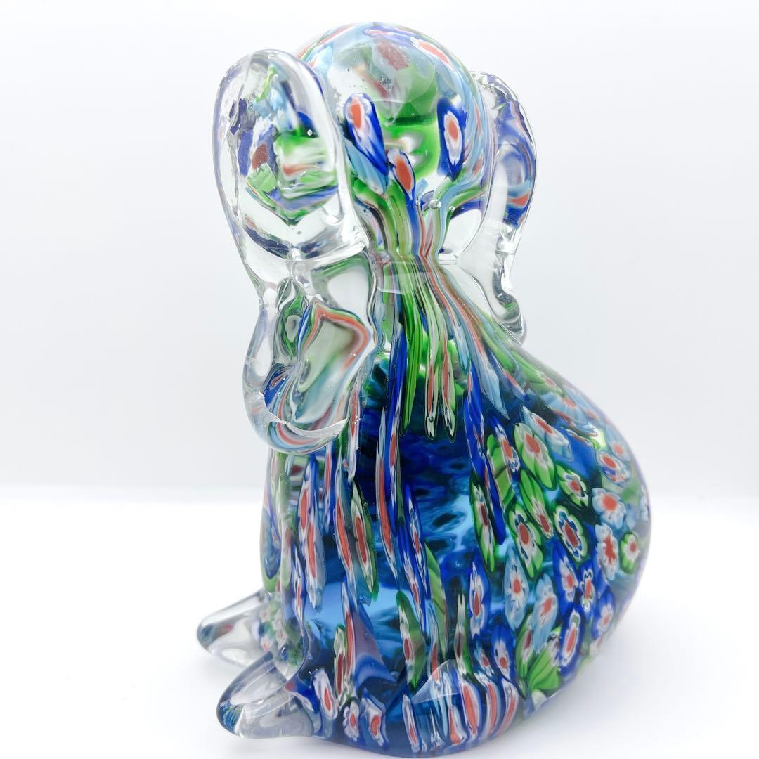 【入手困難】ミルフィオリ アートガラス 犬 置物 ヴェネチアン風 オブジェ