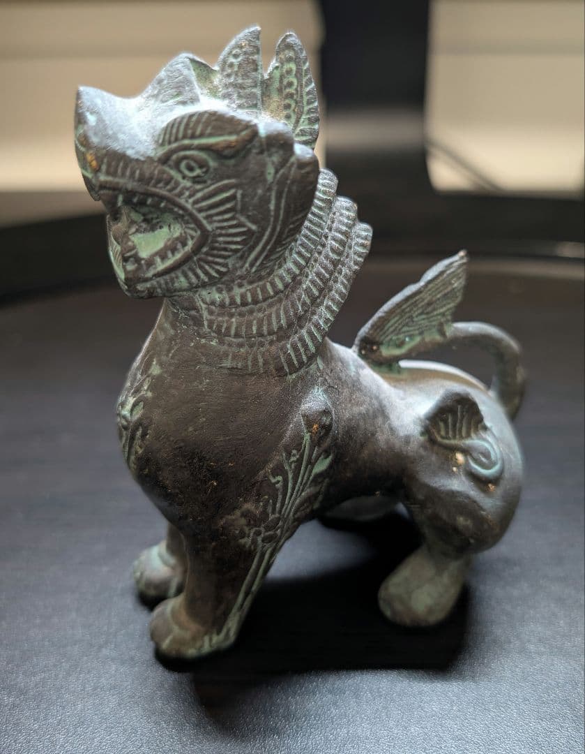 【良品】青銅製　聖獣置物　時代物　骨董アンティーク　麒麟