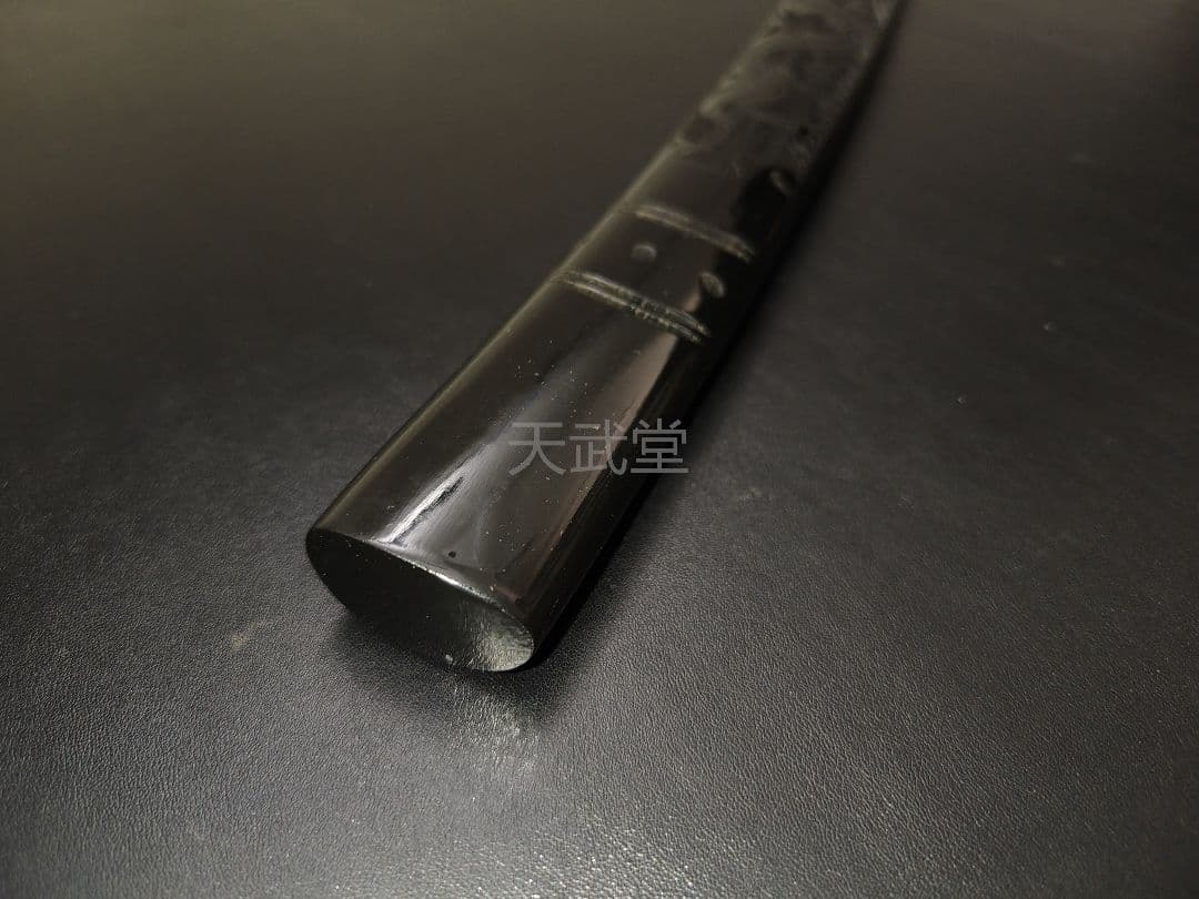 CSQ02　日本刀鞘　黒鞘　龍図　両面彫刻　拵え　栗形　反り約2.3CM