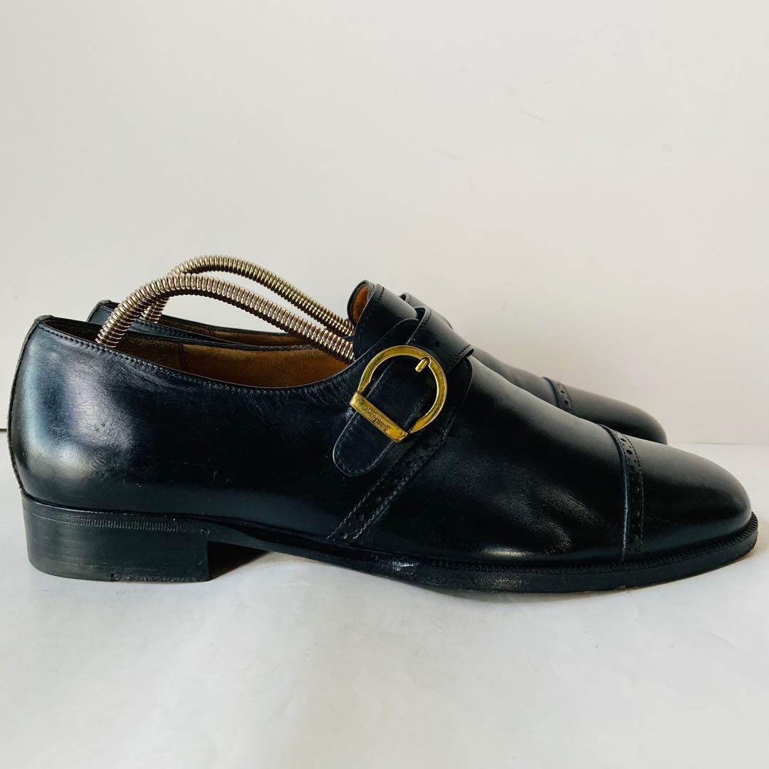 サルバトーレ フェラガモ 黒 モンクストラップ 25cm 除菌・消臭済み