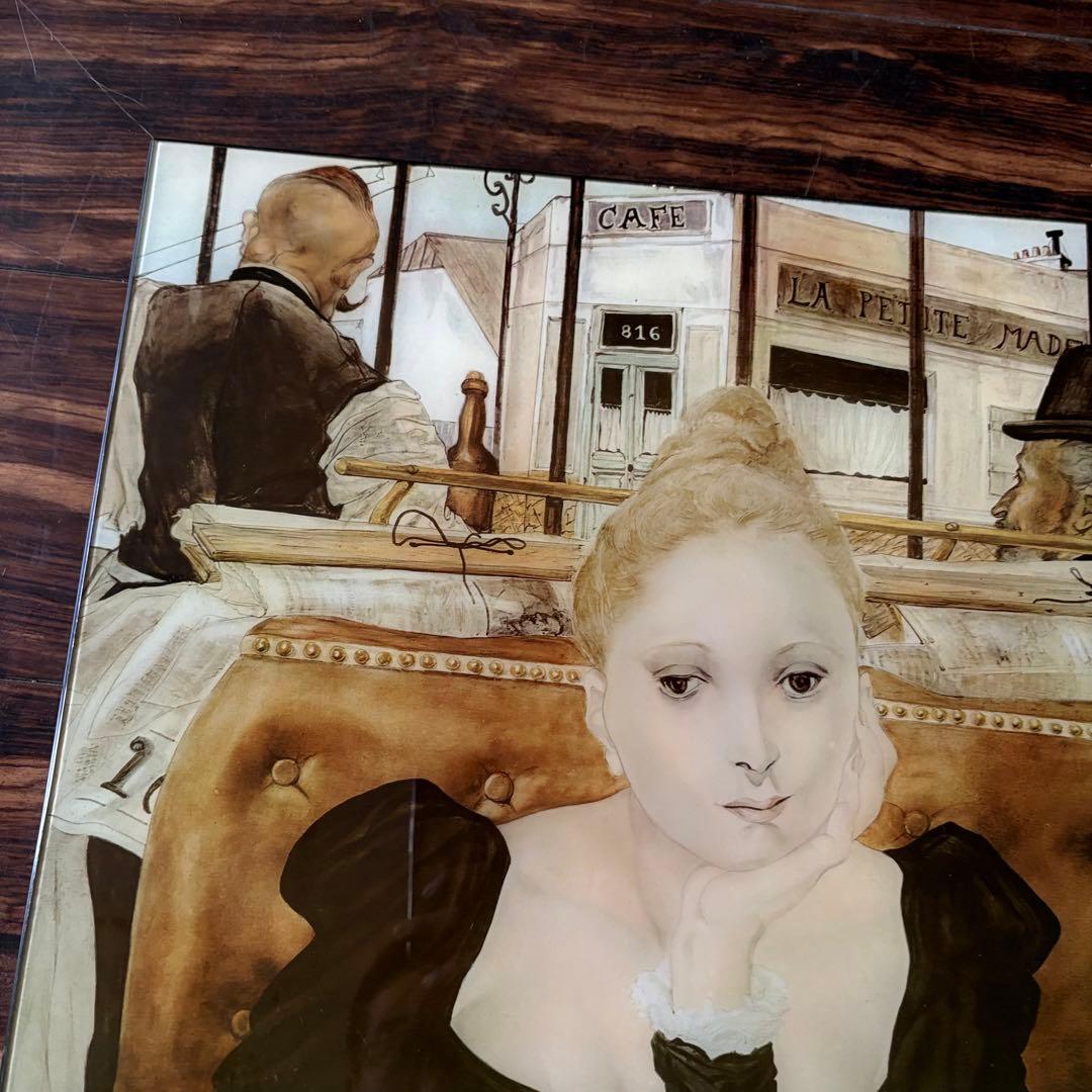 藤田嗣治「CAFE」複製画 印刷工芸画 シルクスクリーン 共同印刷株式会社 J