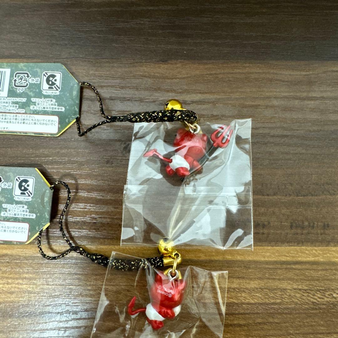 【未開封・送料無料】キティちゃん 根付け ストラップ 2006年 デビルKT2点