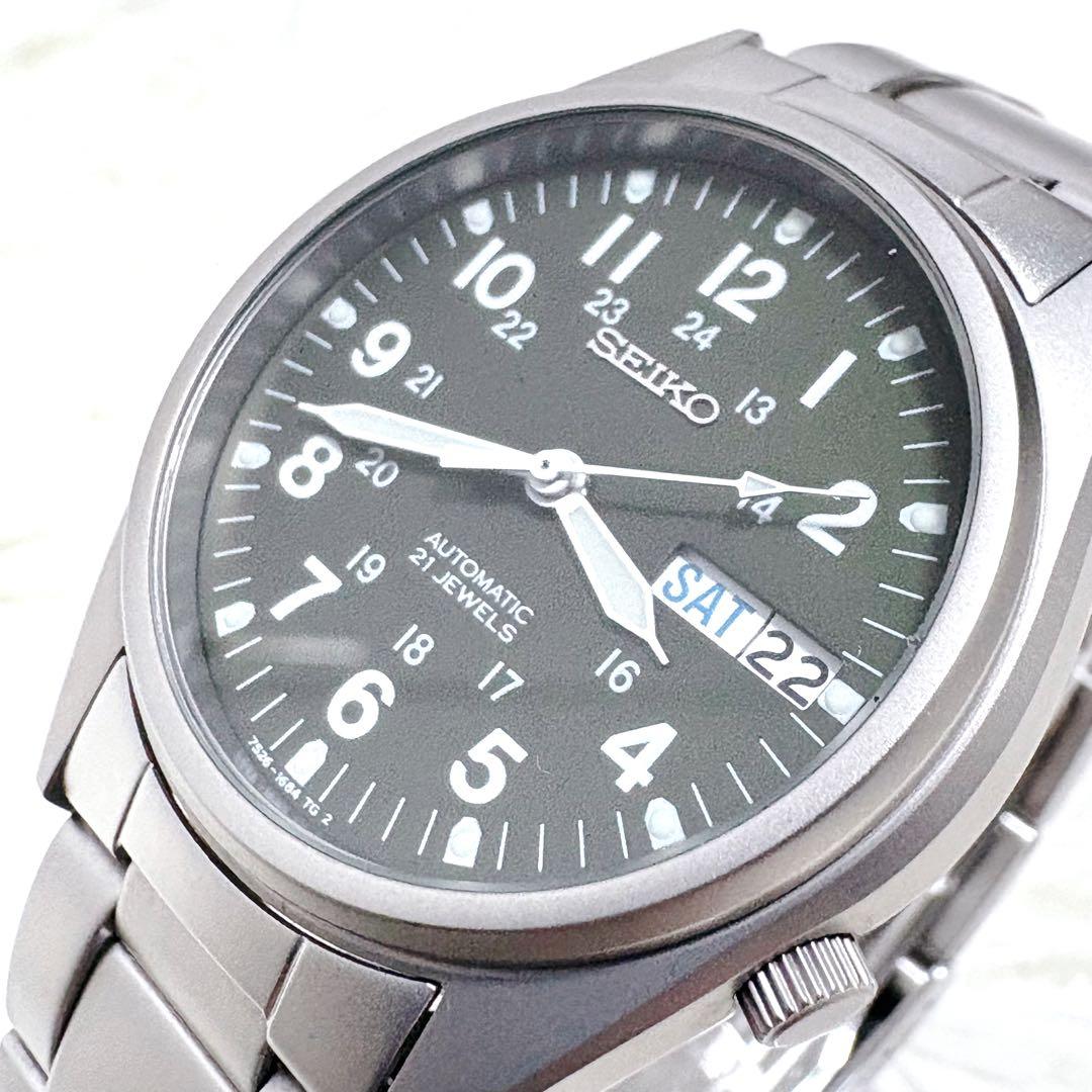 SEIKO セイコー ミリタリー 自動巻き 裏スケルトン デイデイト 21石