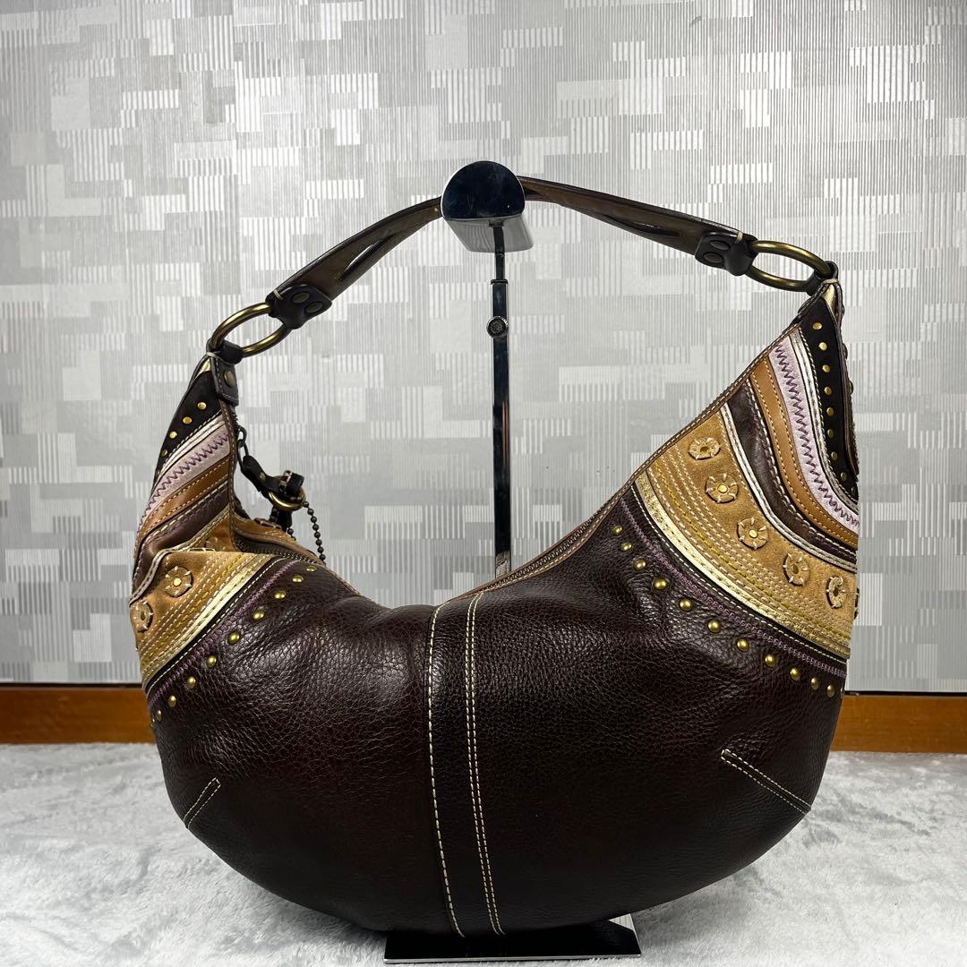 バッグ Coach Hobo Shoulder Bag Brown Leather