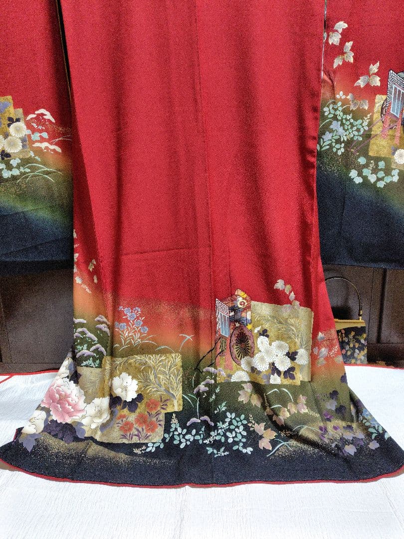 yukky★正絹　手描　暈し染　金彩　お振袖