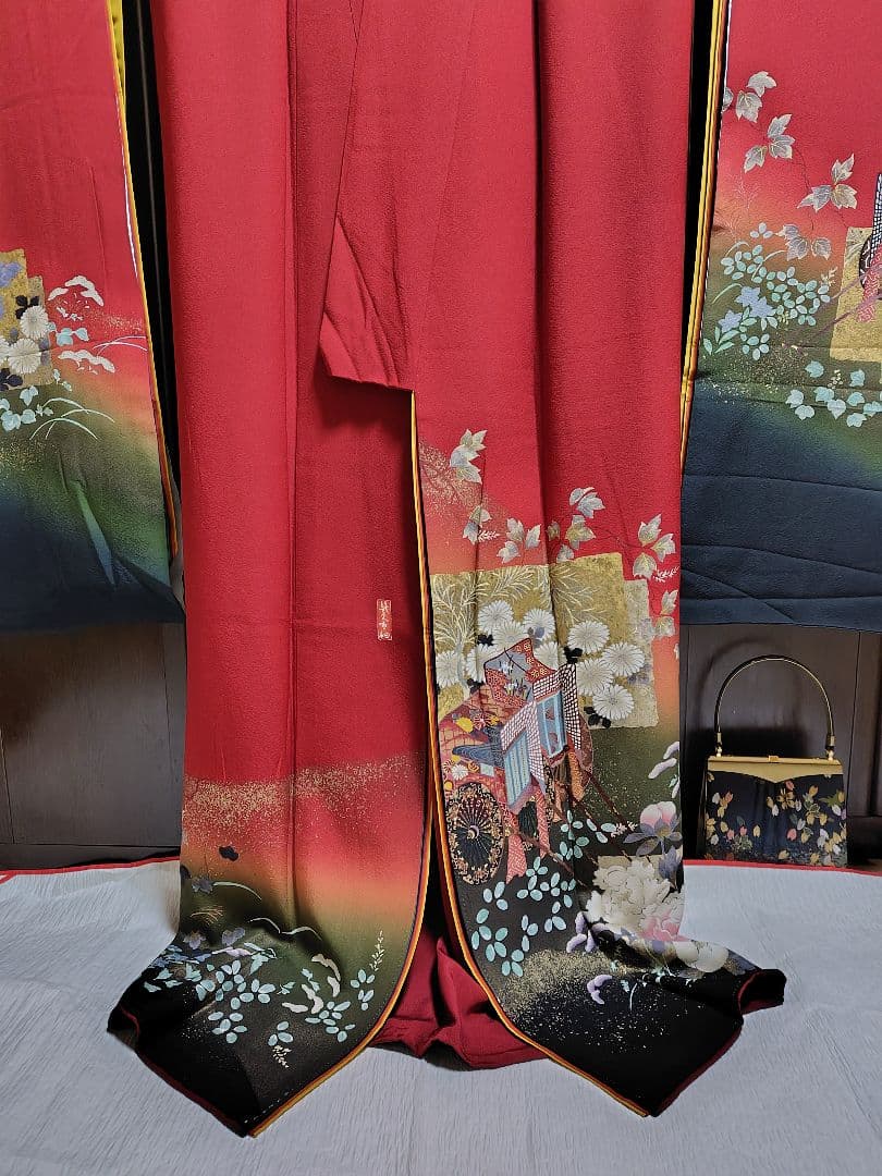 yukky★正絹　手描　暈し染　金彩　お振袖