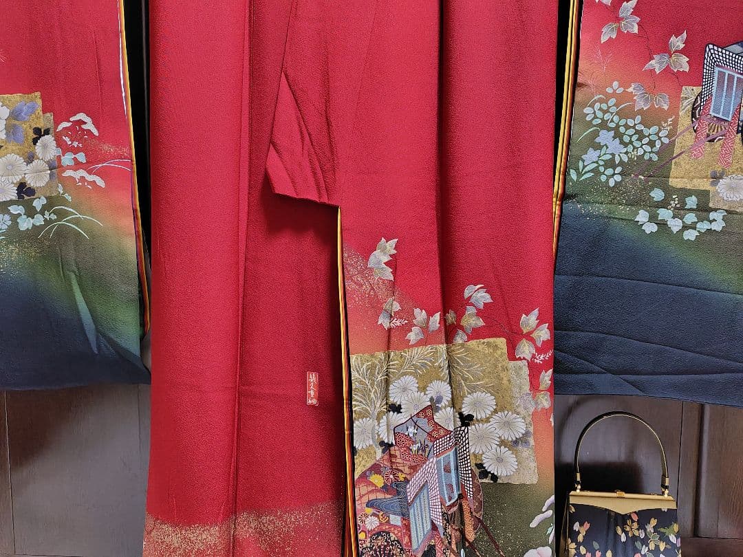 yukky★正絹　手描　暈し染　金彩　お振袖