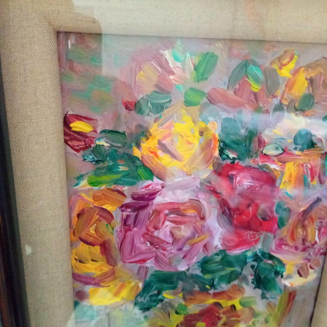 【 真作 ・ 希少名品代表作 】 油彩画 薔薇（額装）　小林和作