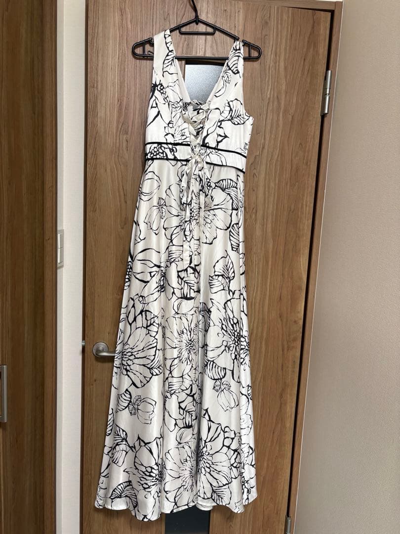 【ERUKEI エルケイ】フラワープリント Vネック ロングドレス