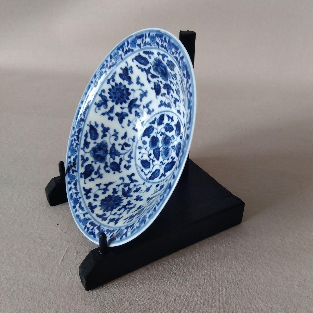 景徳鎮　青華　草花紋様碗