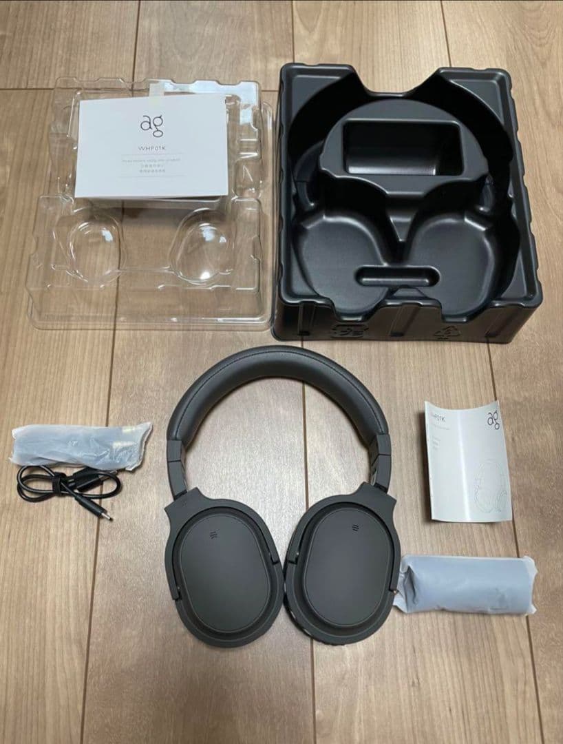 美品 AG-WHP01DGノイキャンワイヤレスヘッドホンダークグレー