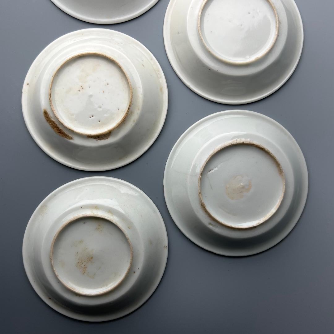 徳化窯 白磁陰刻寿紋皿 五客 白高麗 中国古玩 中国美術 旧家蔵出 A513