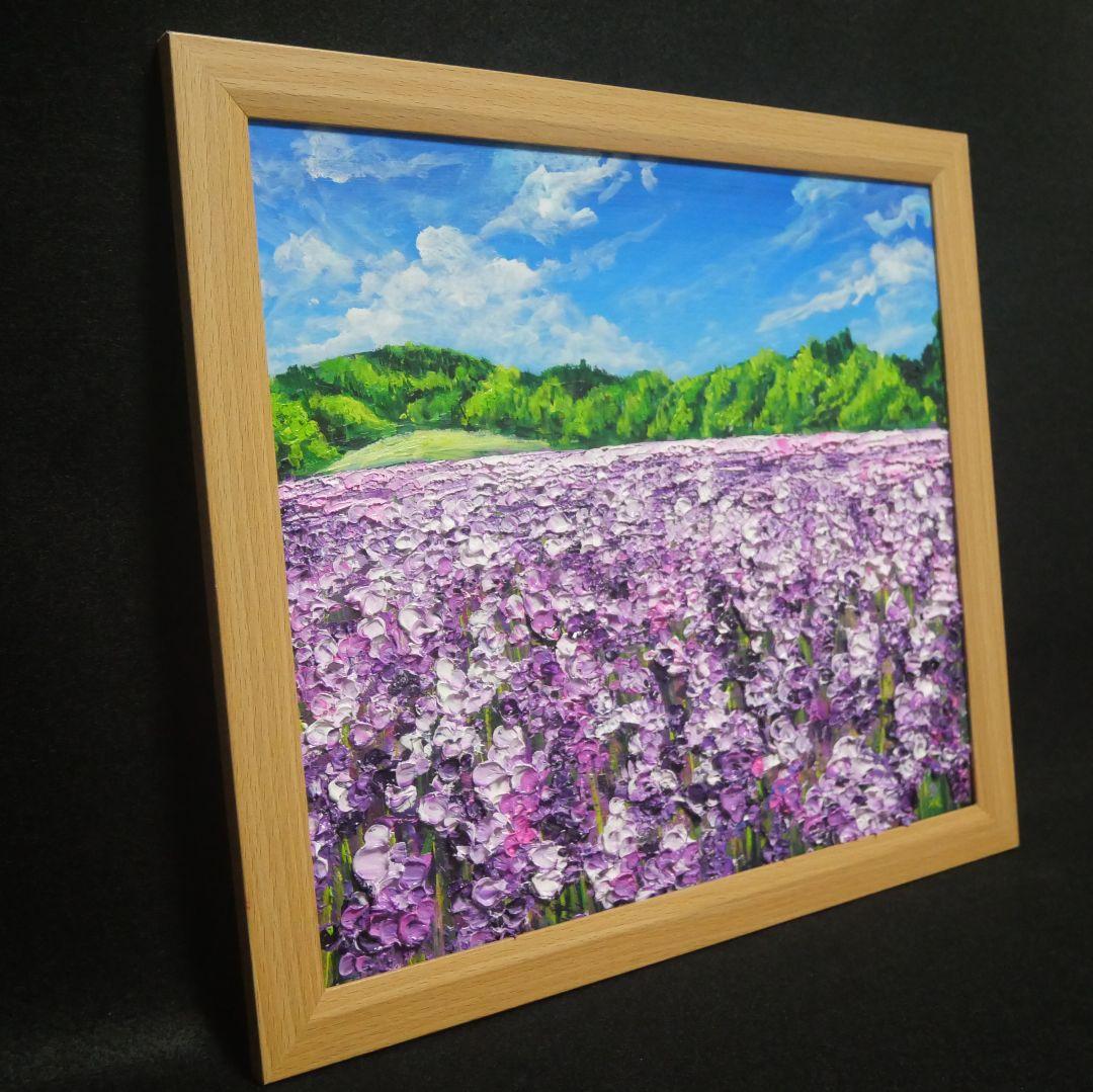 油絵 油彩 油彩画 絵 絵画【青空のラベンダー畑】