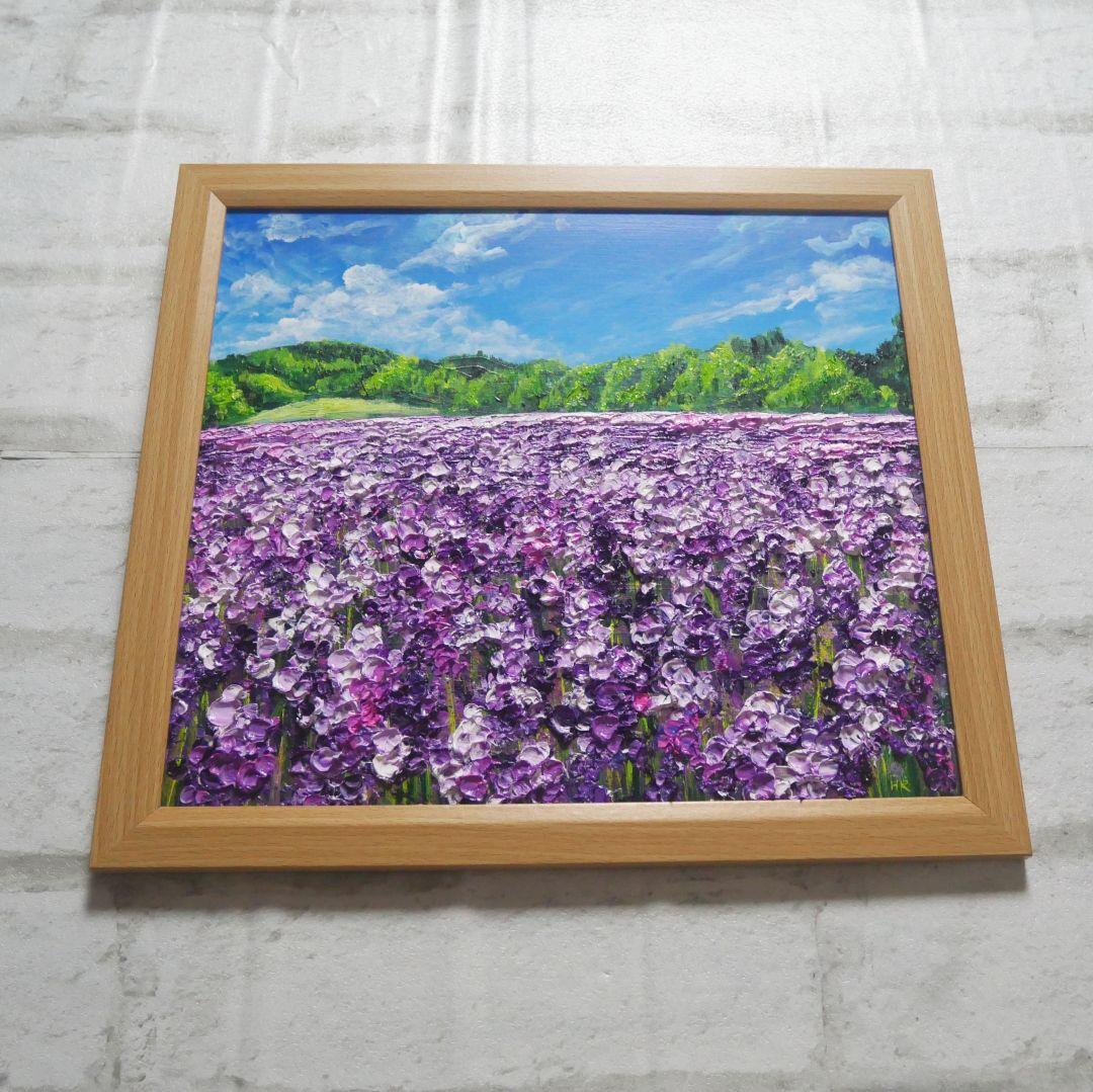 油絵 油彩 油彩画 絵 絵画【青空のラベンダー畑】