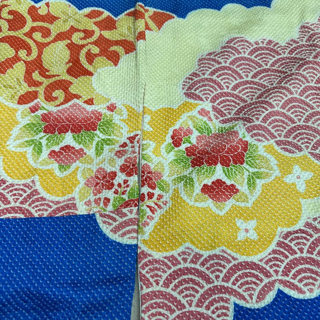 藤娘きぬたや 青地雲取り 総絞り 振袖　花唐草