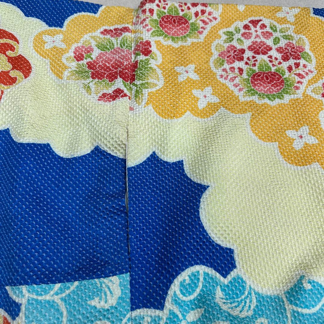 藤娘きぬたや 青地雲取り 総絞り 振袖　花唐草