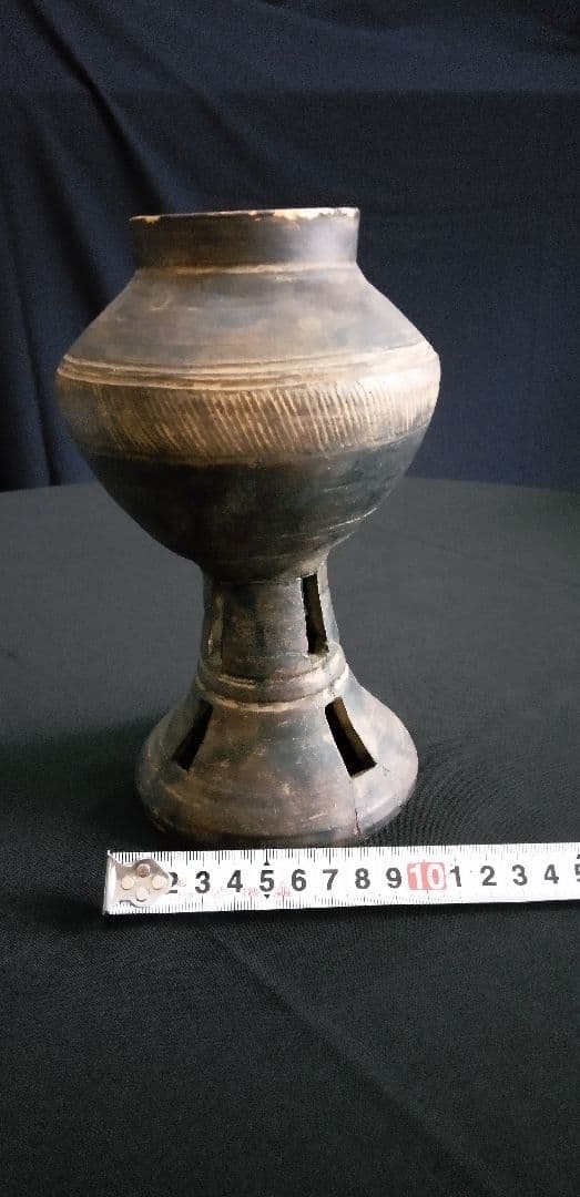 須恵器、土器線刻模様の陶器香炉