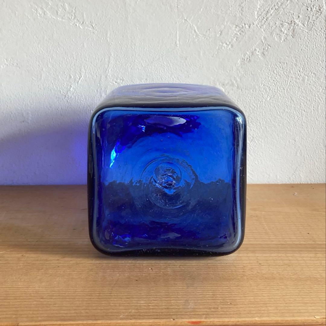 倉敷ガラス 小谷真三　花瓶　小谷ブルー　ビンテージ