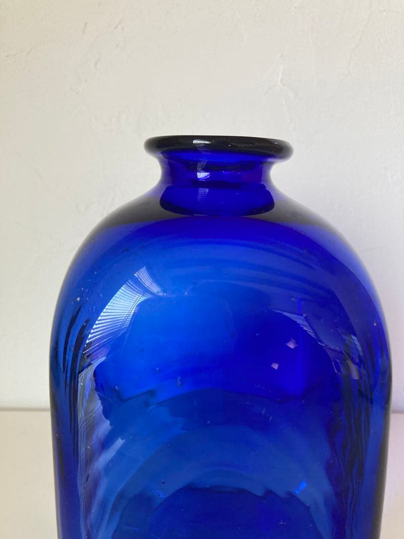 倉敷ガラス 小谷真三　花瓶　小谷ブルー　ビンテージ