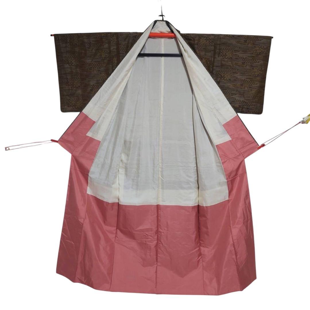 未使用近い　美品　袷　正絹　大島紬　小紋　フルセット