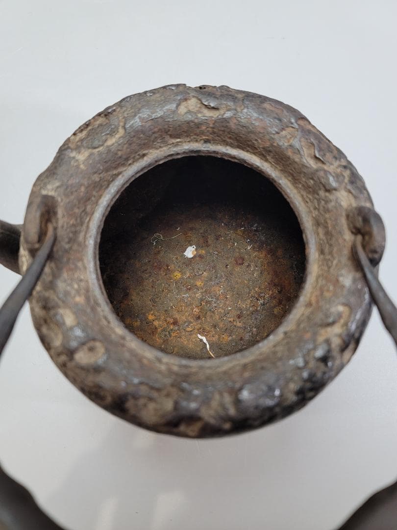 龍文堂 岩肌 鉄瓶 銅「龍文堂」在銘 共箱 DT505