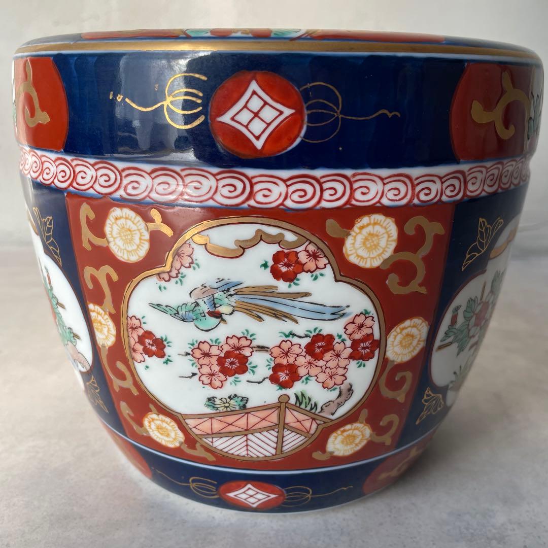 有田焼 伊万里 金彩錦 陶器製火鉢 秀峰 6寸 和風 花鳥 手炙り