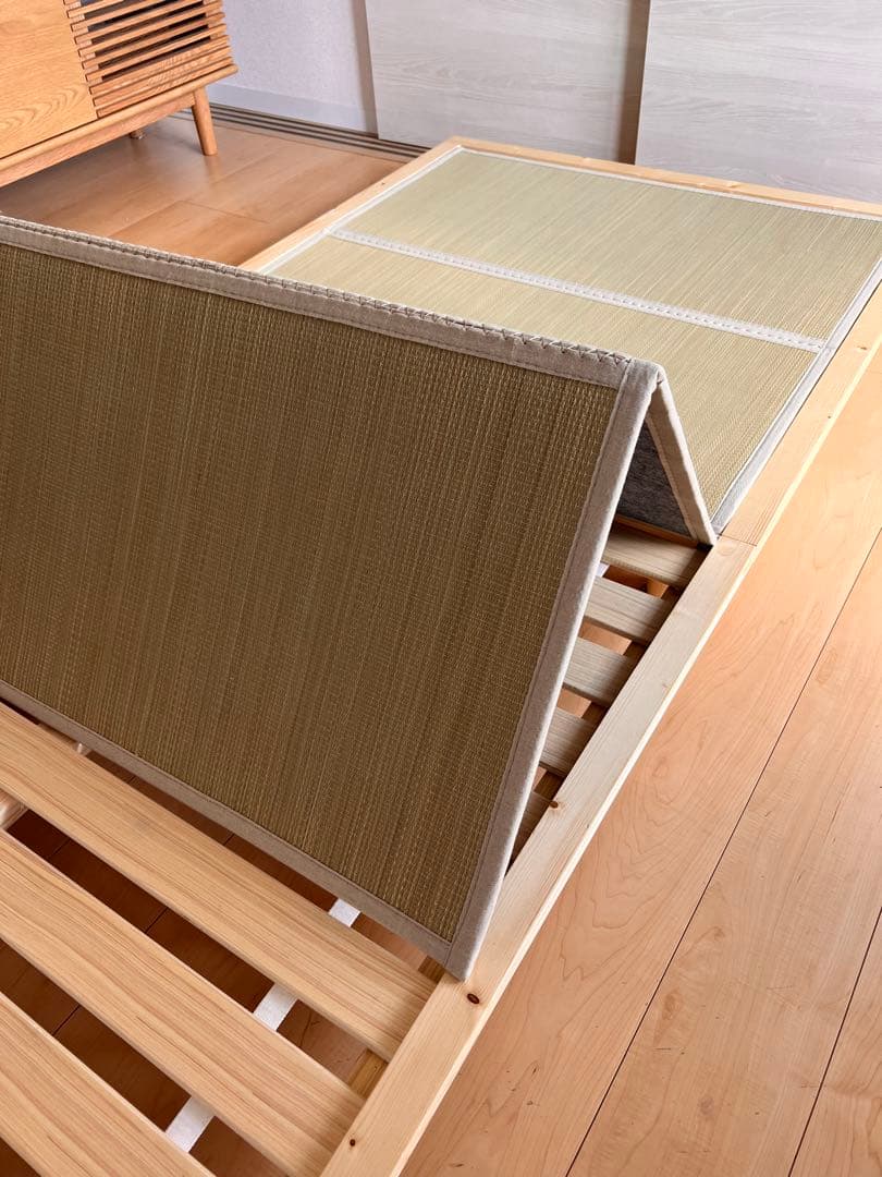 い草畳ベッド3段階高さ調整 単身サイズ ナチュラル 生成り(目積織)