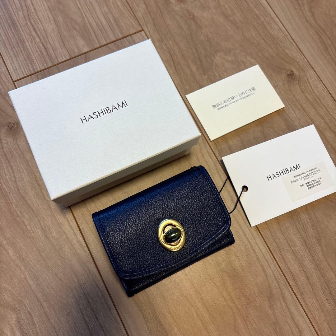 明日まで限定価格+新品*ハシバミの天然石ミニウォレットNavy/ラブラドライト*