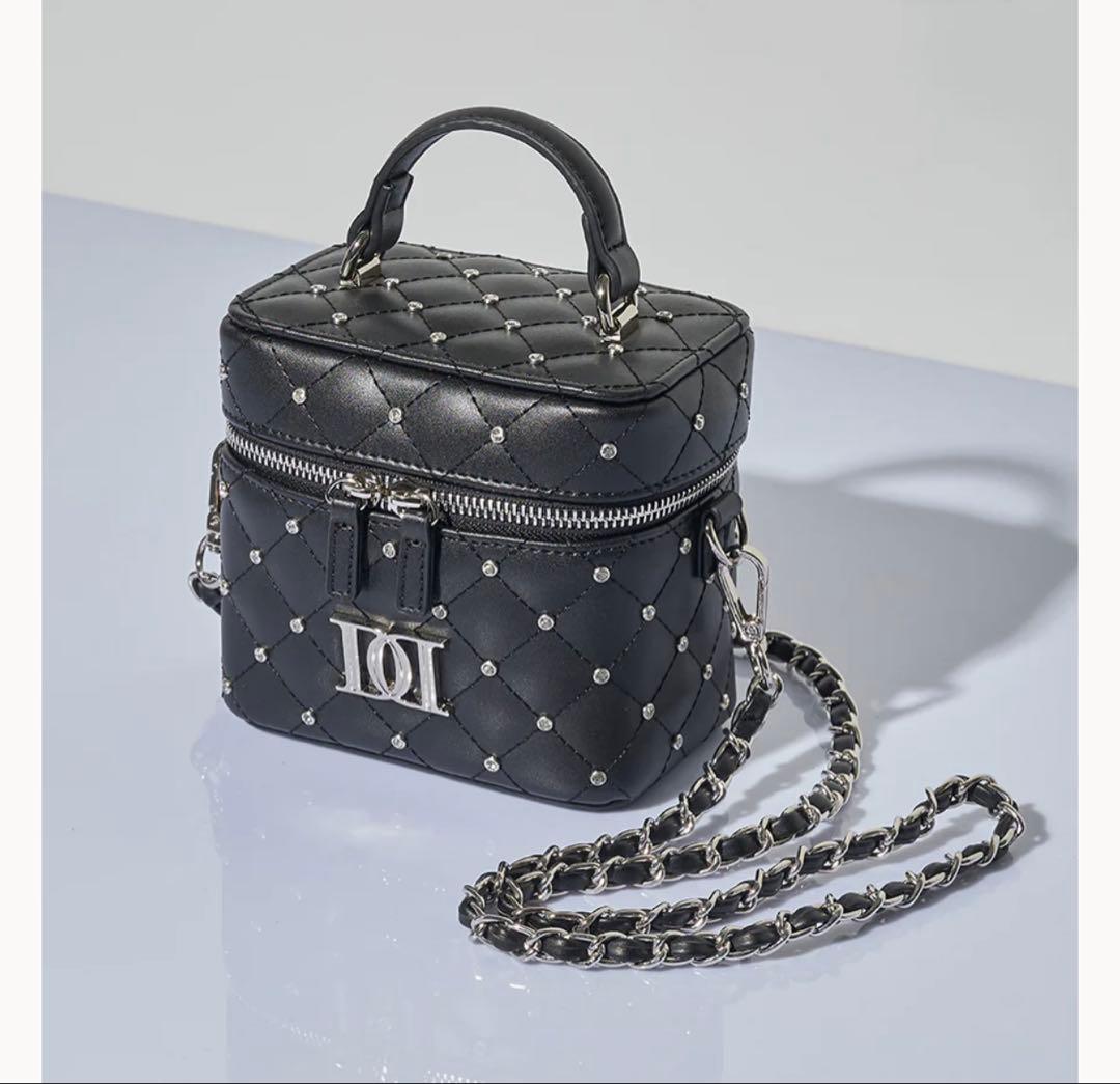 Darich キルティングビジュースクエアミニバッグ BLK