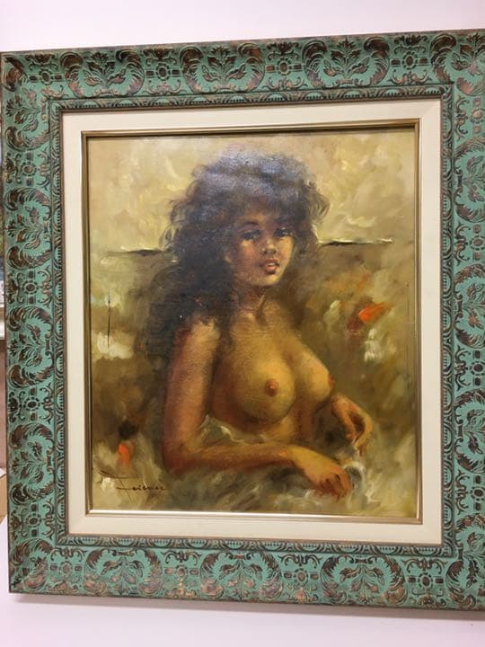 油絵肉筆画手描きイタリアの画家フエレンス　画題裸婦油絵