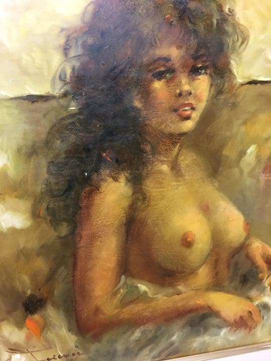 油絵肉筆画手描きイタリアの画家フエレンス　画題裸婦油絵