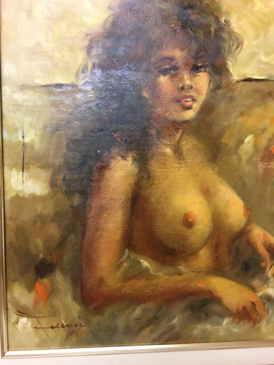 油絵肉筆画手描きイタリアの画家フエレンス　画題裸婦油絵