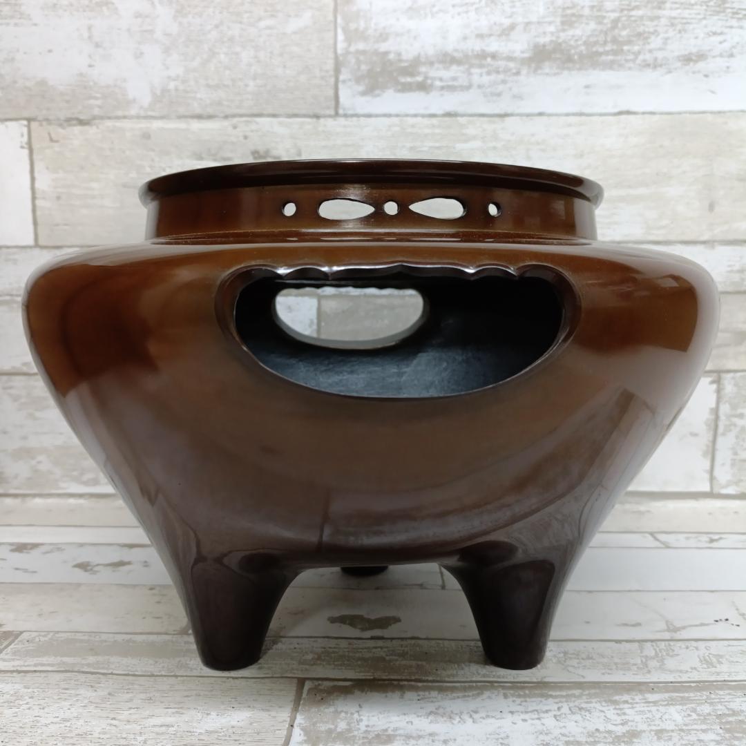 L106 ほぼ未使用 釜師 畠春斎 鋳物師 金森彦兵衛 唐金朝鮮風炉 真形釜添