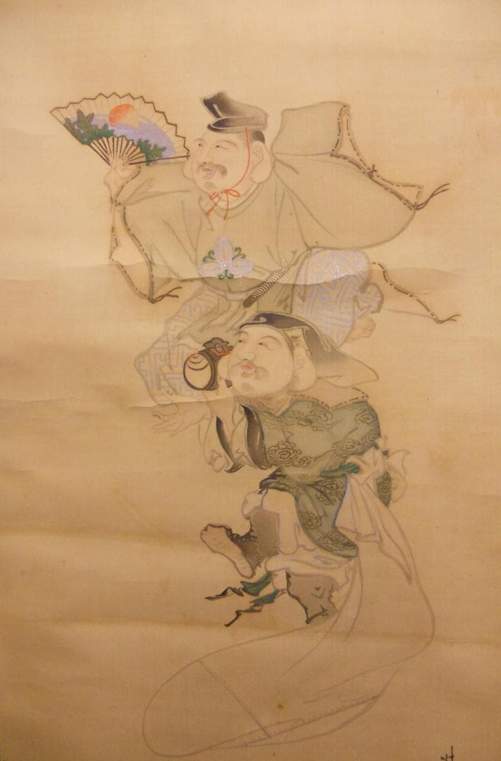 掛け軸 精華 恵比寿大国 絹本 希少 軸装 茶道具 掛軸 です。