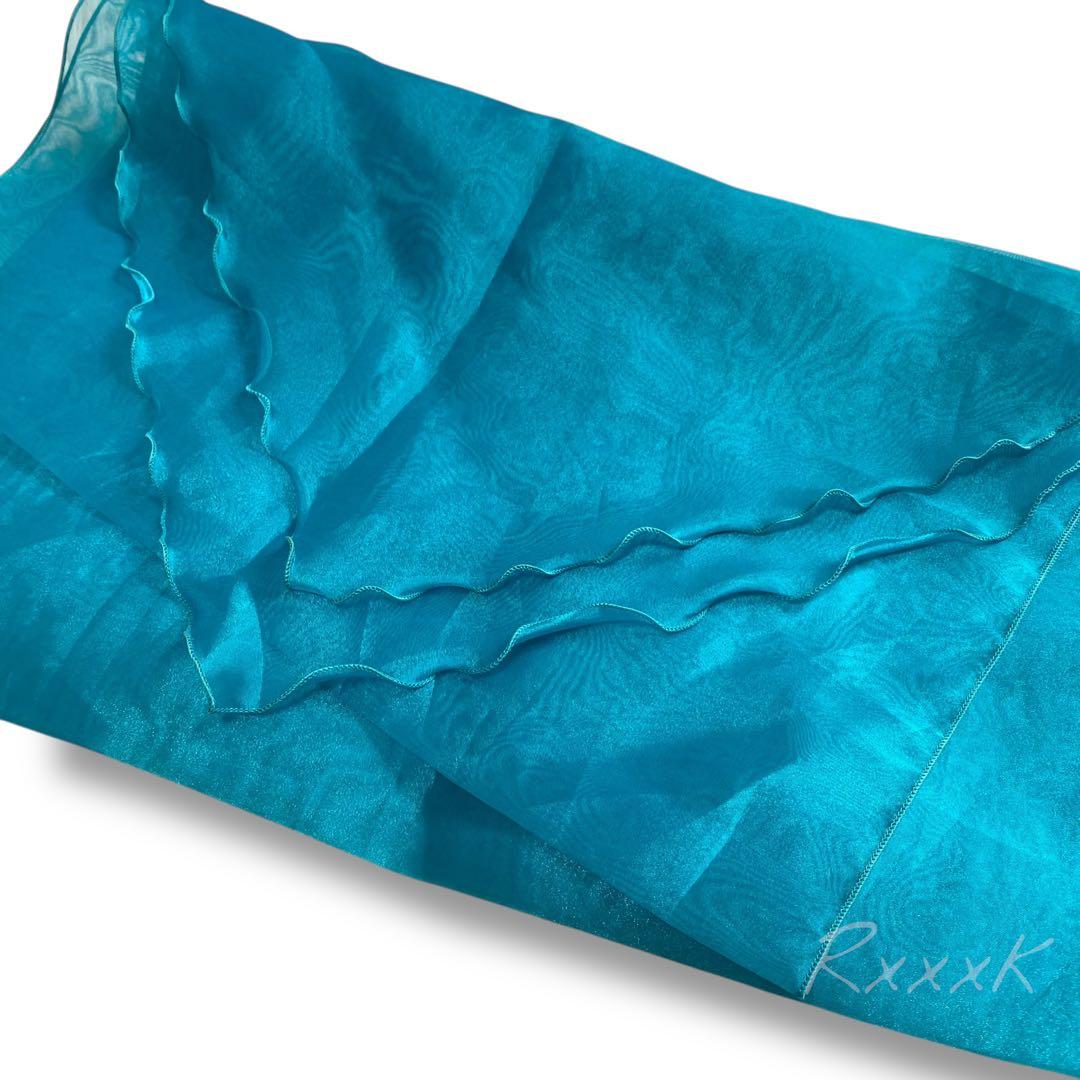 ジュネビビアン 高級 ロングドレス 演奏会 アシンメトリー 光沢 ブルーグリーン