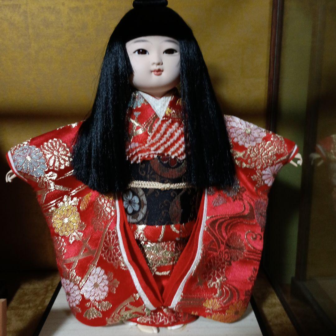 日本人形セット 赤と青の着物