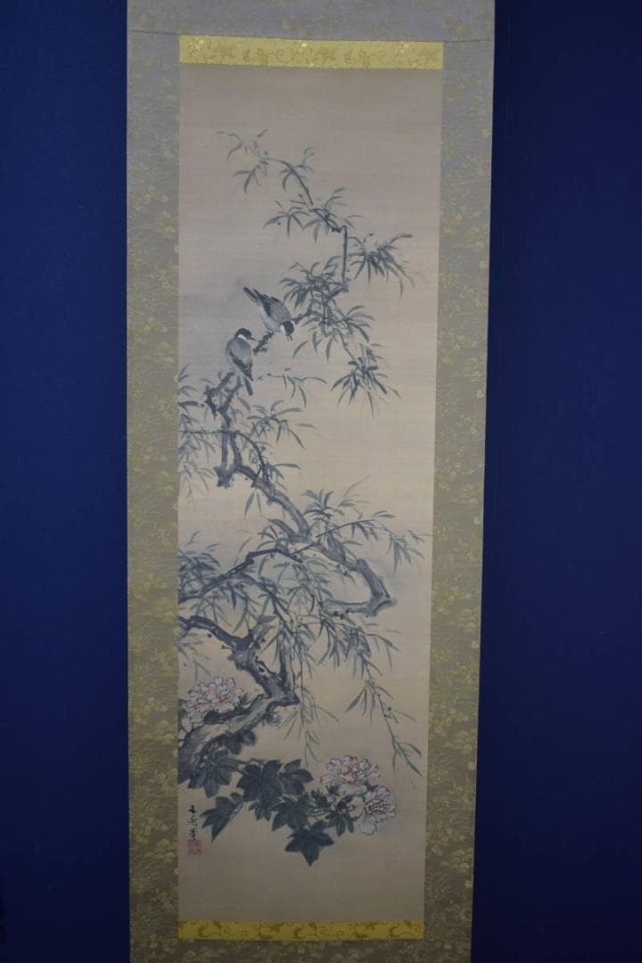 複製/谷文晁/花鳥図/工芸/2-2/布袋屋掛軸HJ-46