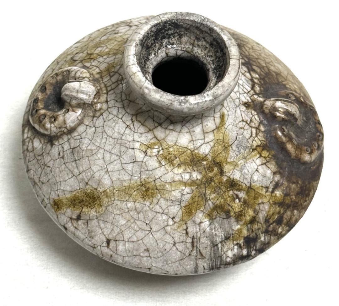 中国 双耳古壺 小壷 一輪生 時代物 古美術 ウブ品 入手困難 WWTT165