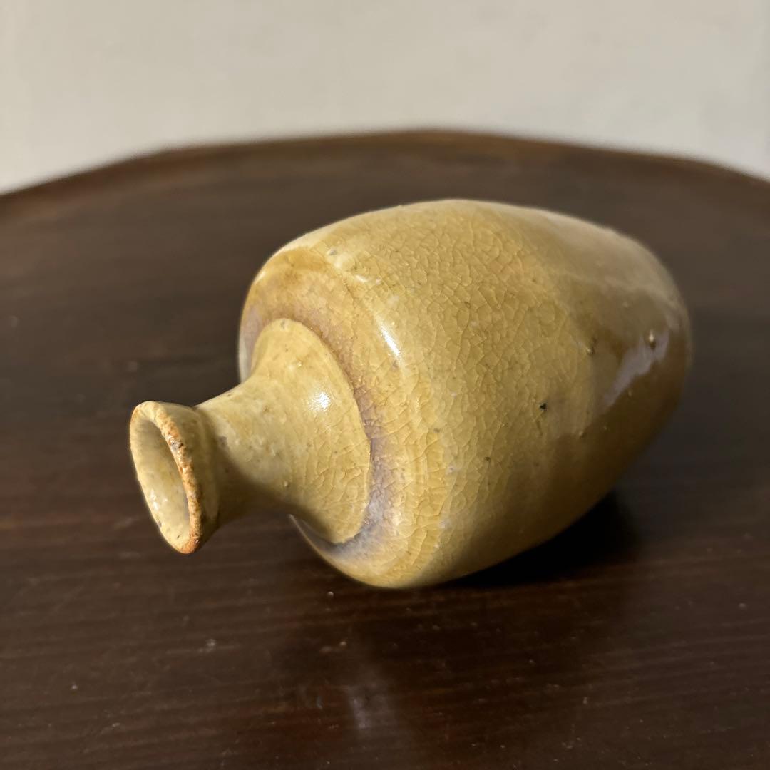 古い瀬戸小徳利　江戸明治　黄瀬戸　美濃　花器　酒器　アンティーク　古道具　検李朝