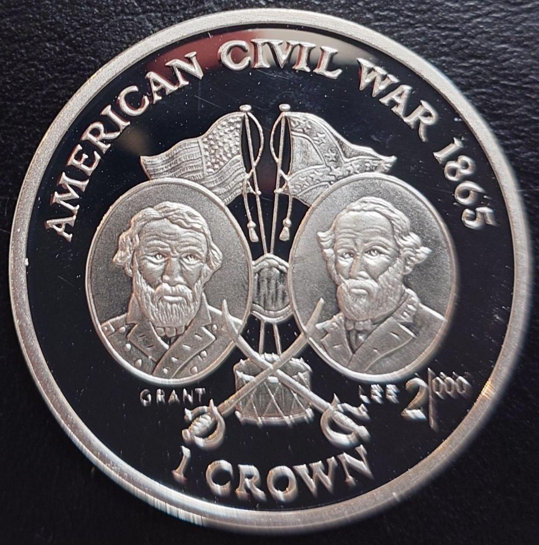 1999年 マン島銀貨 1クラウン アメリカ南北戦争記念銀貨 SV925 大型