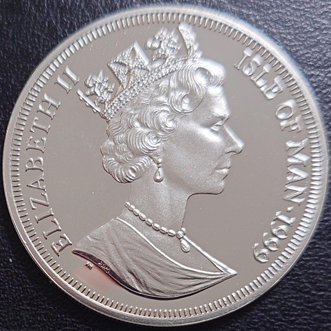 1999年 マン島銀貨 1クラウン アメリカ南北戦争記念銀貨 SV925 大型