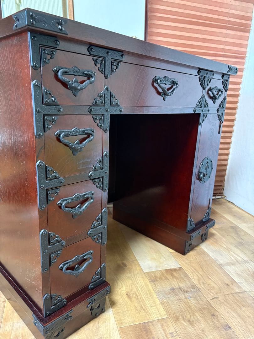 遠野民芸　欅　漆塗　南部鉄　鏡台　ドレッサー　検）岩谷堂　和家具