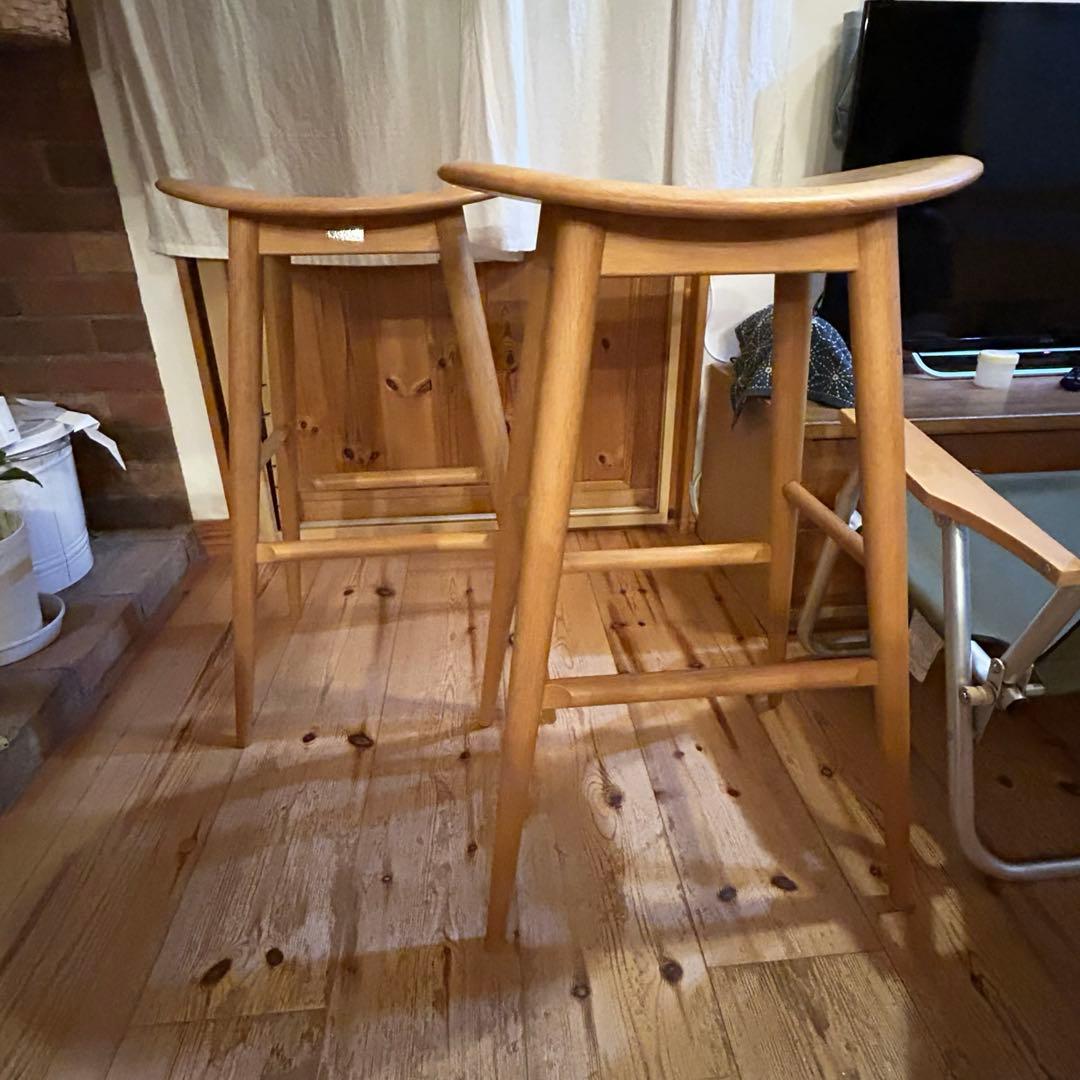 柏木工　ナチュラルウッド カウンターチェア　　 バースツール 2脚セット